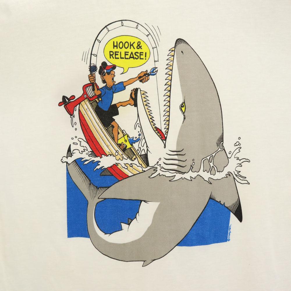 Crazy Shirt 90s Made In USA Old Print Short Sleeve T-shirt L White System Men's Used