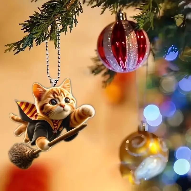 2d Cute Stylish Cat Acrylic Material Car Hanging Decoration Fun Accessory Backpack
