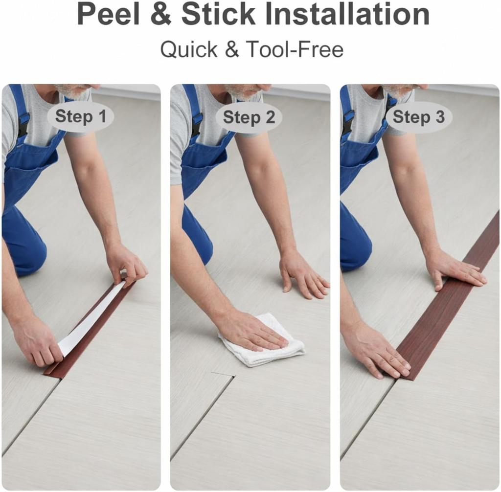 1pc 1m/2m/3meters Carpet To Tile Floor Transition Strip Self Adhesive T-Molding Threshold Cover Household Wood Grain