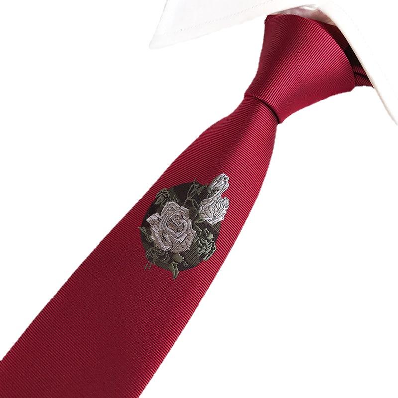 6cm Width Men Tie Embroidered Rose