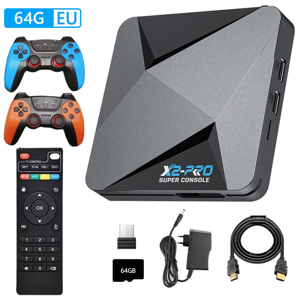 

Игровая консоль 65000+ игр X2 PRO 4K UHD Выход Super Console с 2 геймпадами 2.4G/5G BT 4.3 для DC/Arcade/MAME/ для Saturn