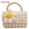 Fashion Simulation Pearl Bow Design Whoundstooth Pattern Children Shoulder Bag For Daily Use