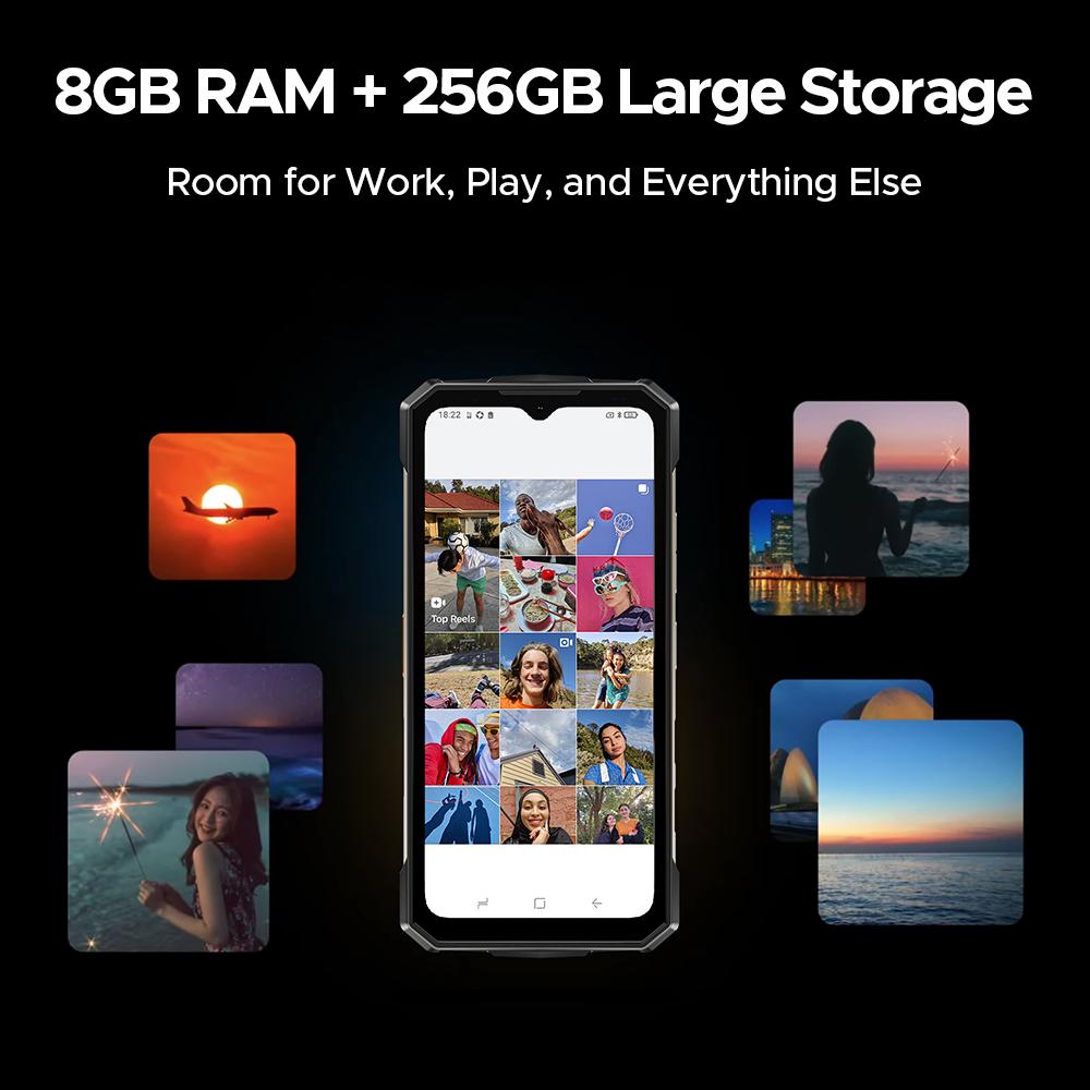 Doogee Fire 7 Ultra Rugged Smartphone 5G, 13000mAh/33W, 8GB+256GB(2TB TF), 6.6” HD+ 90Hz Display, IP68/IP69K, 125dB Speaker, NFC, Dual SIM