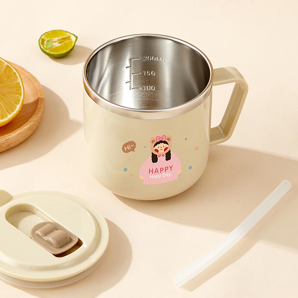 316 Stainless Steel Water Cup Mug For Kids Insulated Anti Scalding Milk Coffee Cup Mini Cute Drinking Mug With Straw