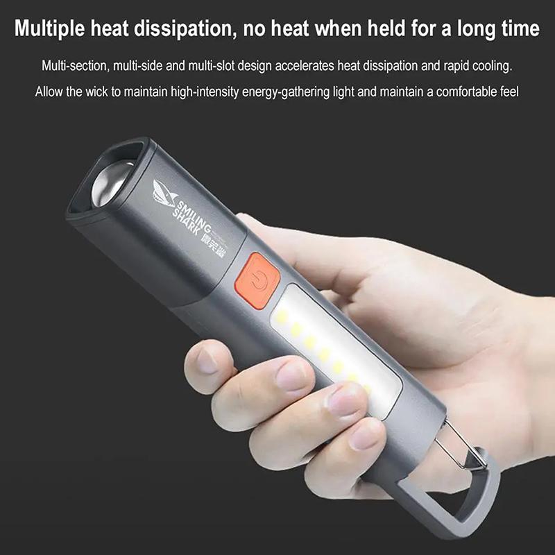 Led Torch Light Xpe Super Bright Flashlight With Hook Camping Light Rechargeable Zoomable Waterproof