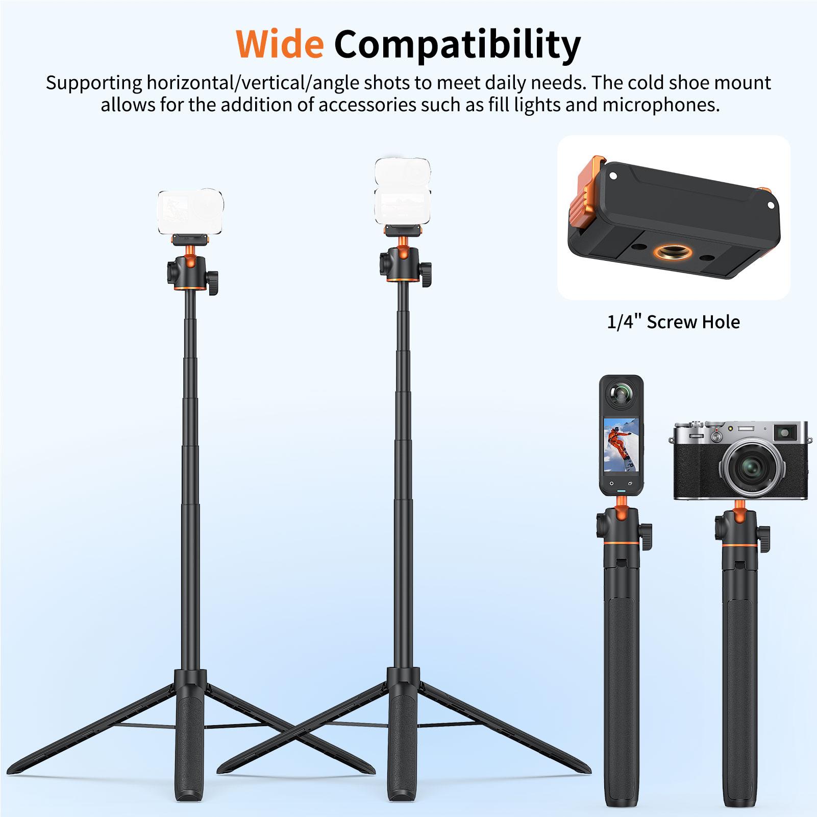 

Tripod Selfie Stick Quick Release Extendable Lightweight Portable for Action Camera Video Recording