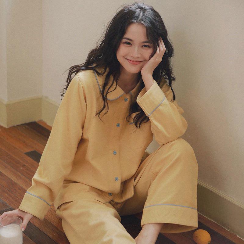 Japanese Women s Sweet Pajamas Set - Thin Long Sleeve and Pants for Spring & Autumn Medium