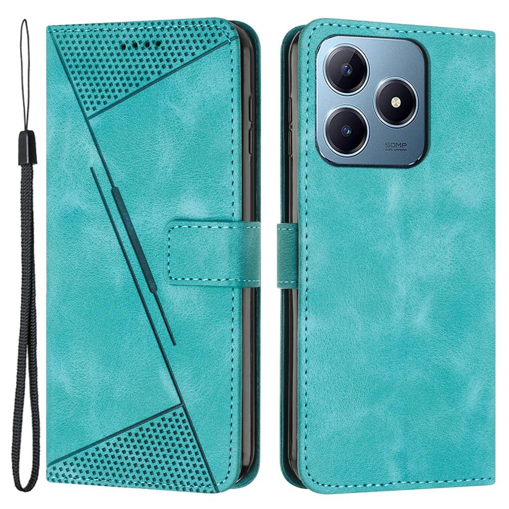 For Realme Note 60x 4G/C63 4G/C61 4G/Note 60 Case Triangle Leather Phone Cover Stand Wrist Strap