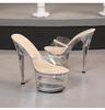 16.5Cm Heel 7Cm Platform Transparent Crystal Sandals Sexy Stage Show Women Banquet Shoes