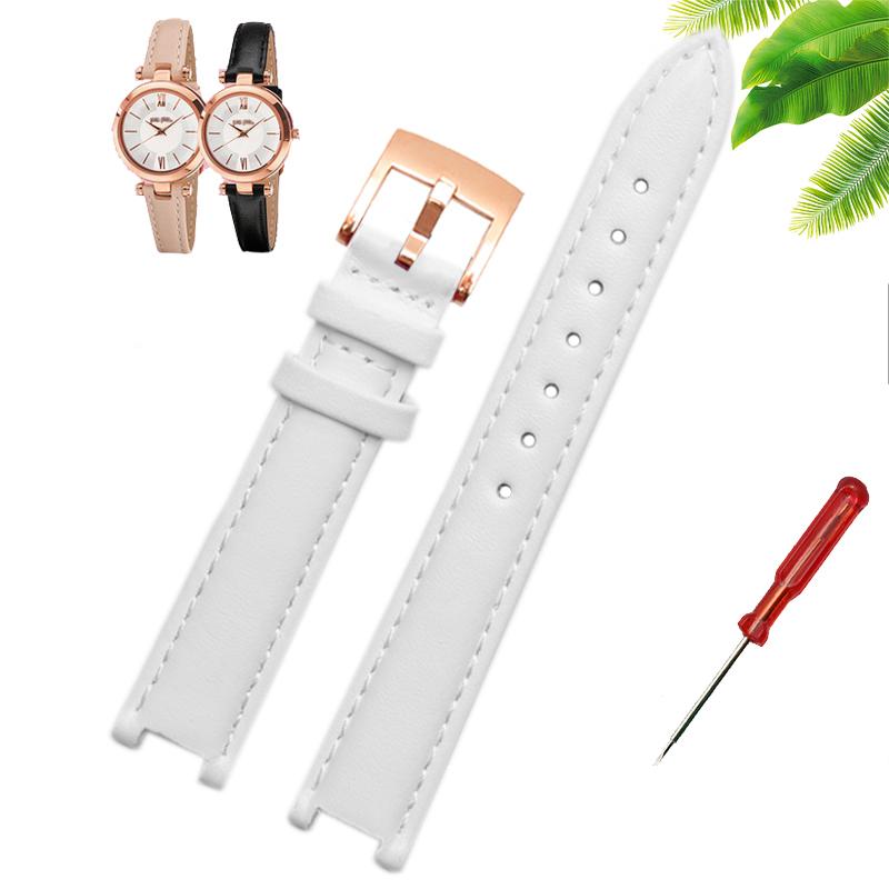 Genuine Leather Watch Band Women's Watch Strap for Folli Follie Lady Bubble Series Notch Pin Buckle Watch Bracelet 12MM 16MM 20
