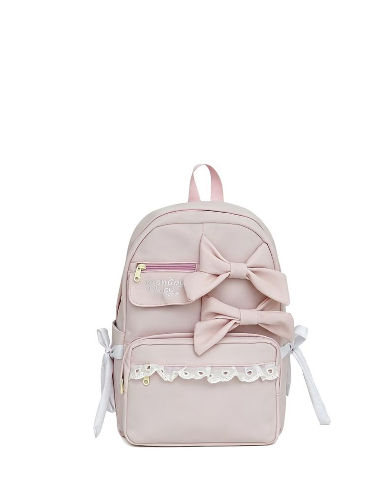 Schoolbag Japanese Ins Cute Bow Soft Girl Backpack High Value College Style Junior High School Girls Sweet Backpack