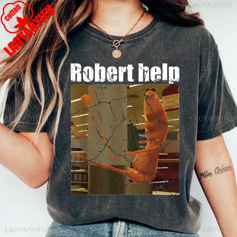 Marcus The Worm Robert Help Meme Unisexs Marcus Im Looking for Jimbo James Funny Printed Tshirt Tops High Quality Cotton Unisex