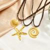 Summer Feminine Glamour Jewelry, Ocean Wind Stainless Steel Starfish Shell Pendant Leopard Velvet Necklace Nc-2764