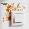 Waterproof Switch Sticker Removable Flower Sticker, Colorful Rose Peony Wall Protective Cover Decals, DIY Light for Bedroom Living Room PVC