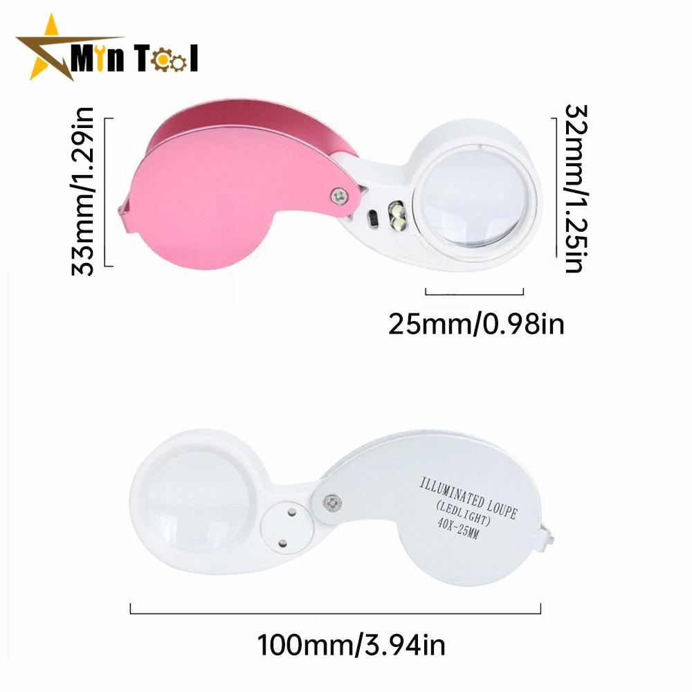 40X-25mm LED Illuminated Jewelers Loupe Magnifier With Light Diamond Eye Magnifying Glass Tool For Jewelry Antiques Coins Stamps