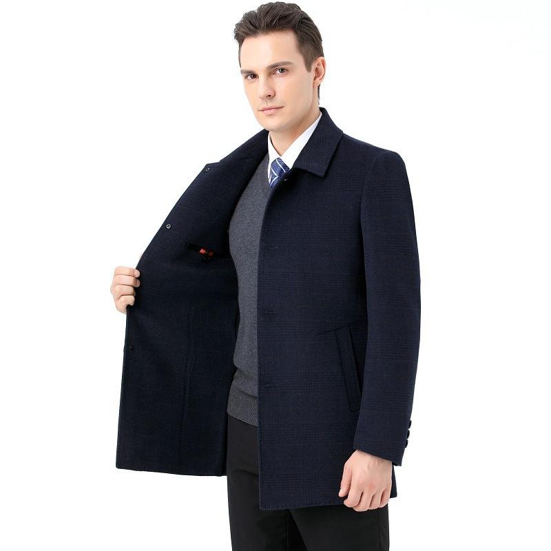 

Осенне-зимнее двухстороннее кашемировое пальто мужское средней длины в корейском стиле утолщенная ветровка шерстяное пальто для мужчин 195