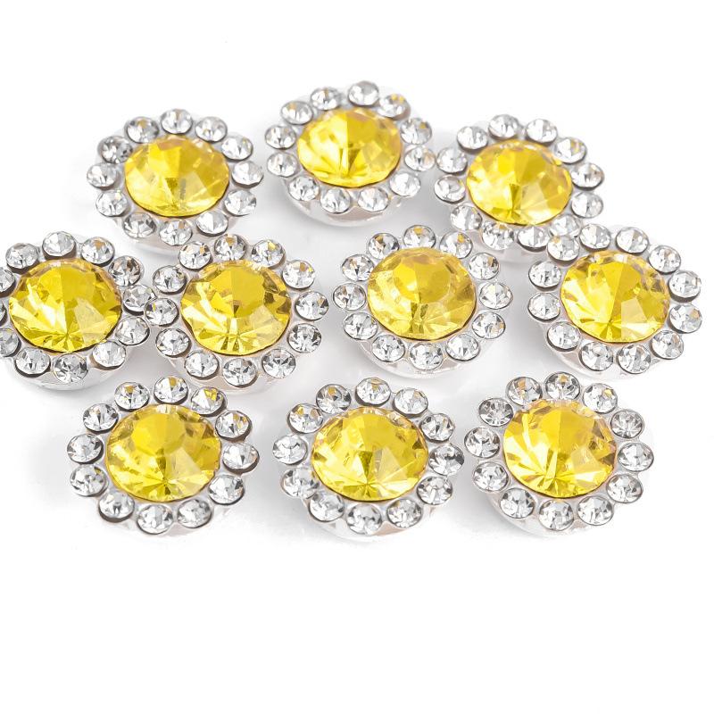 Sun Flower Claw Diamond, Glass Flower-Shaped Rhinestone Buckle Hand Seam Diamond, Round Flower Plate Grab Diamond Diy Jewelry Button Decoration