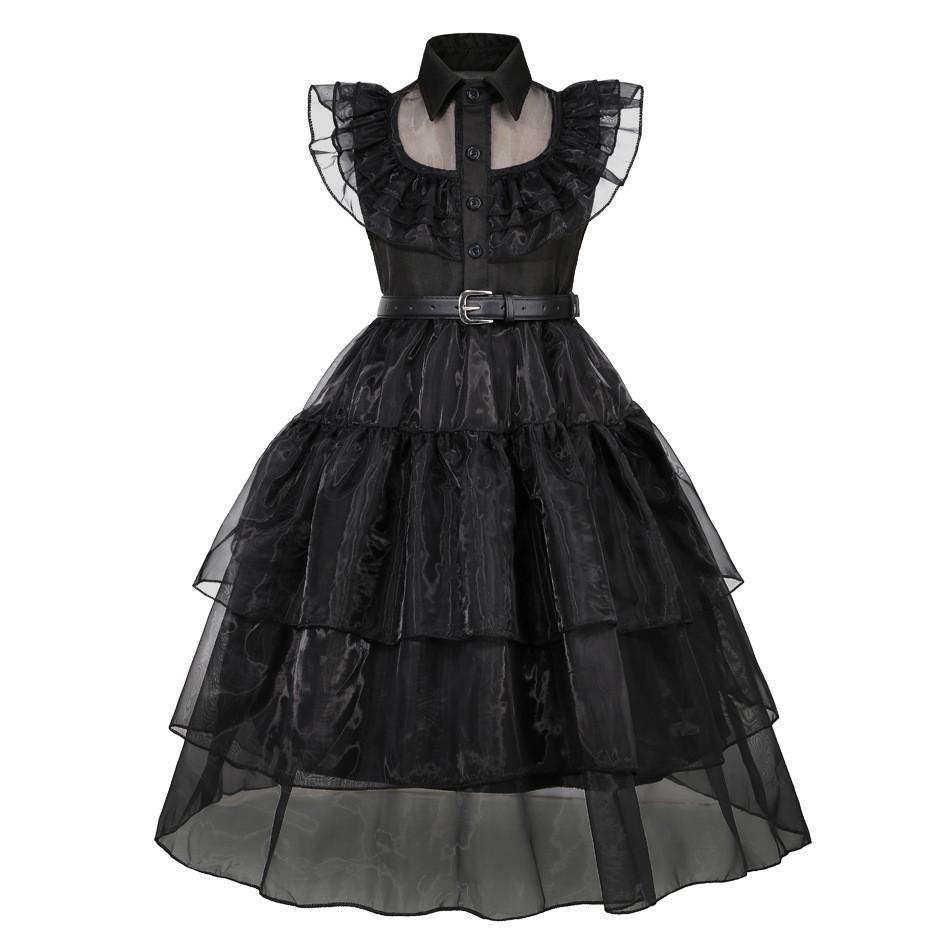 Mittwoch Addams Vintage Spitze Gothic Maxikleid für Mädchen 3 bis 8 Jahre