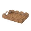 Rattan Tray with Handles Handwoven Wicker Decorative for Coffee Table, Tabletop Organization,