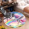 1Pc Cute Unicorn Circular Print Rug - Home Decoration Carpet For Living Room Bedroom Flooring Computer Chair Area Rug
