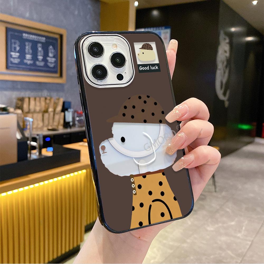 Polka dot puppy iPhone16promax Apple 13 black edge mobile phone case AIR cute 15 magnetic anti-drop hard case