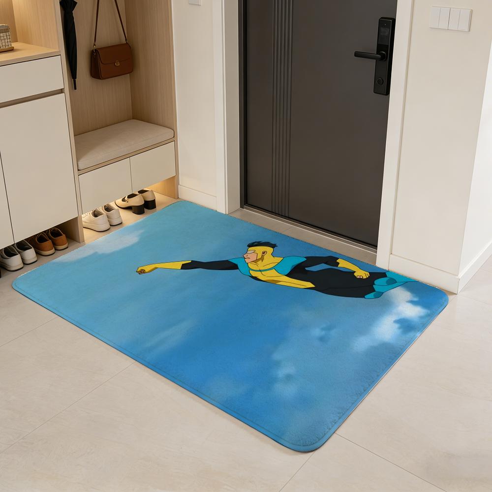 Tappetino da Pavimento Eroe Invincibile Anime Tappetino per Porta in Flanella Antiscivolo Assorbente Lavabile Tappeto da Interno per Casa