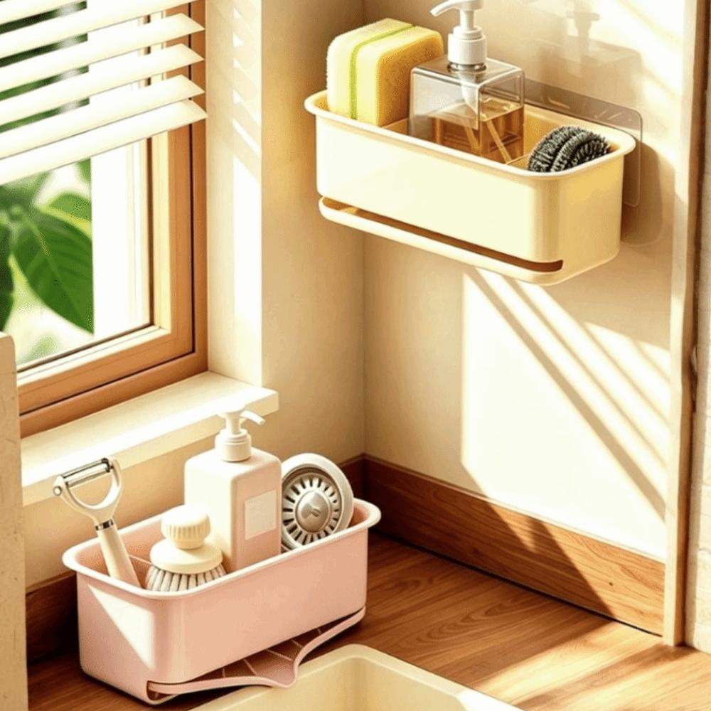 Wall-mounted Kitchen Sink Sponge Holder Ventilated Sponge Storage Box  Kitchen Counter-top