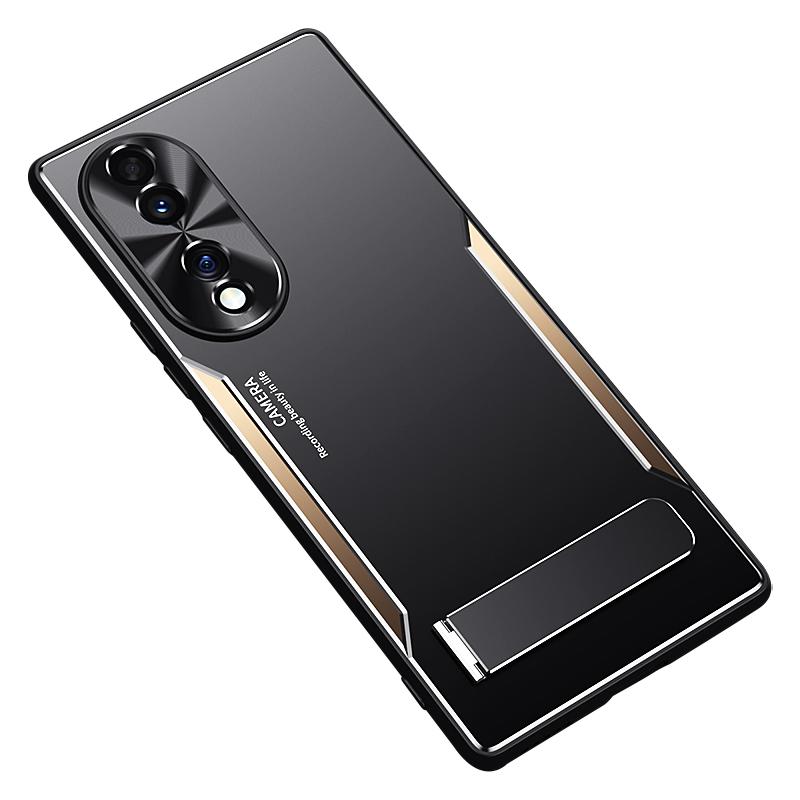 

Kickstand Phone Case for Honor 70 5G,TPU+Aluminium Alloy Shockproof Phone Cover Gold