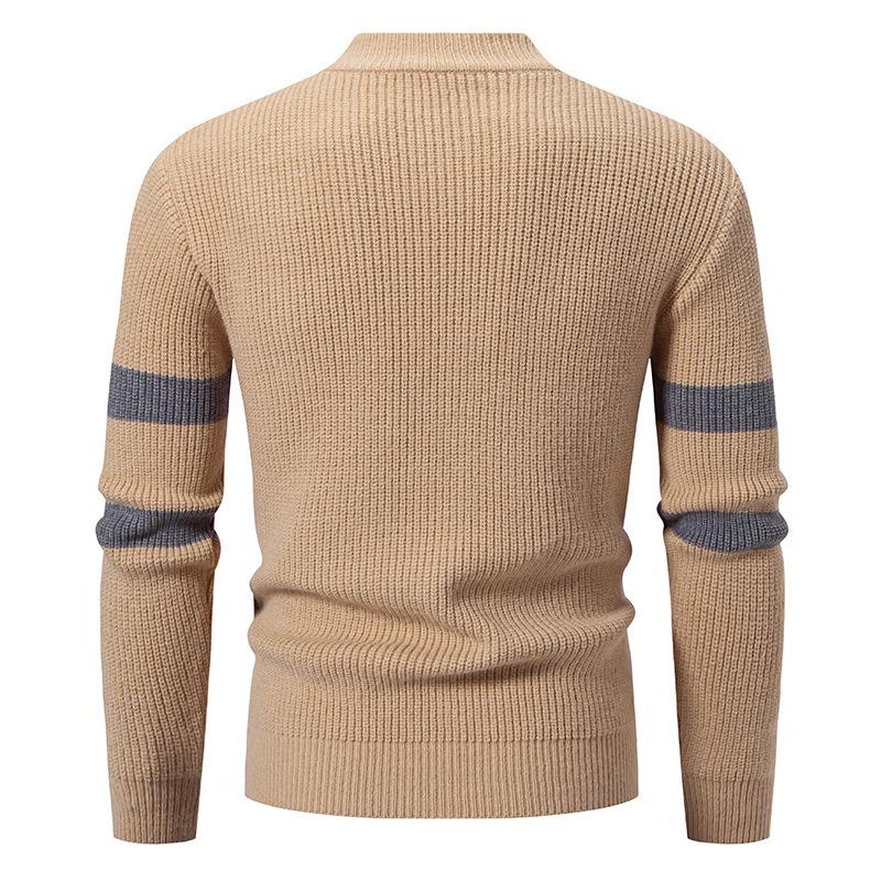 Men's Plus Size Color Block Half-High Collar Pullover Knitwear
