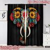 2D flat printing 2pcs Curtain Party Curtain Day of the Dead Elephant Digital Printed Polyester Drapes Festive Holiday for