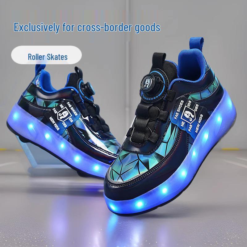 LED Light-Up Roller Shoes: Single/Double Wheel Wheeled Skates for Students