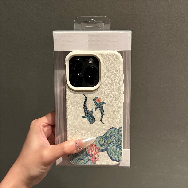 Coral Whale Pattern Phone Case For iPhone 17 16 Pro Case iPhone 13 15 14 11 12 Pro Max 17Air Plus Transparent Shockproof Cover