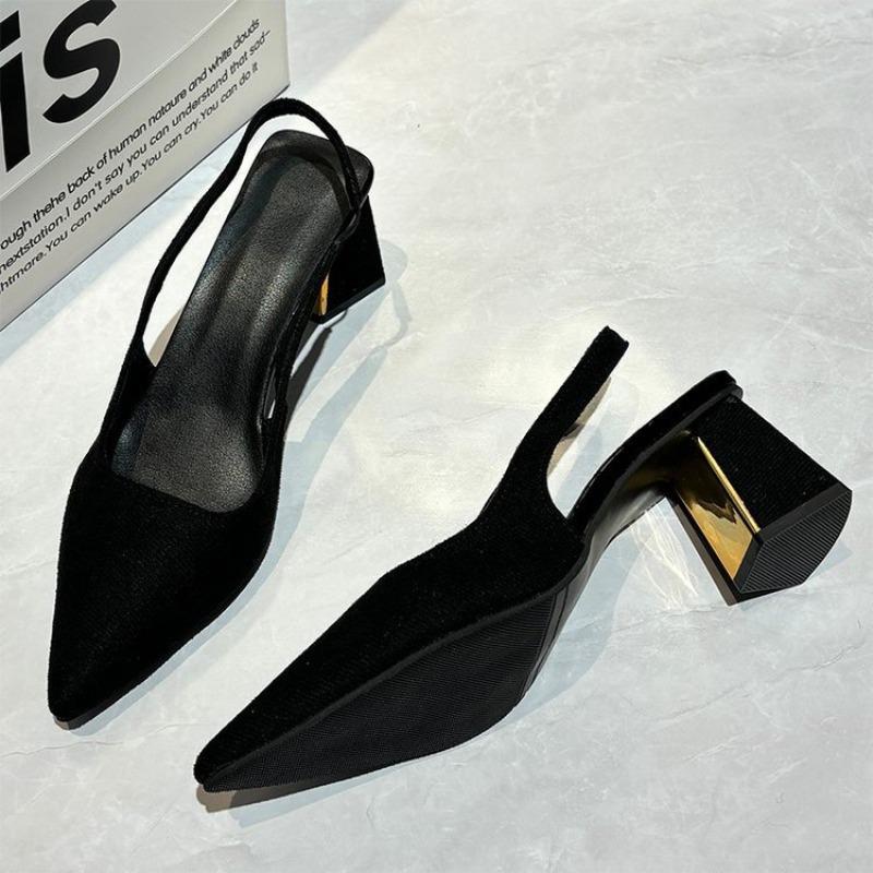 The New Style of Shoes Is A Shallow-mouthed One-strap Thick-heeled High-heeled Sandal