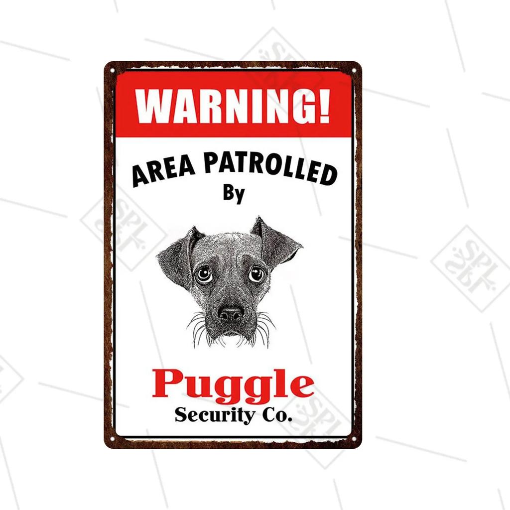 Akita Corgi Dog Breed Metal Sign Beware Of The Dog Warning Sign Pet Shop Wall Decoration Family Doorplate Vintage Tin Plaque