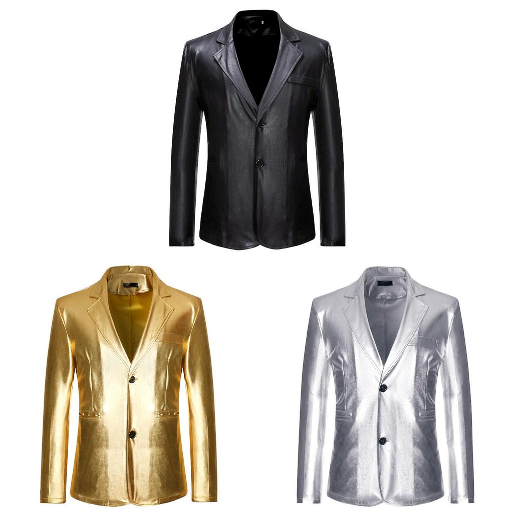 Completo Casual Color Oro da Uomo con Tessuto in Cotone Impermeabile per Eventi in Discoteca
