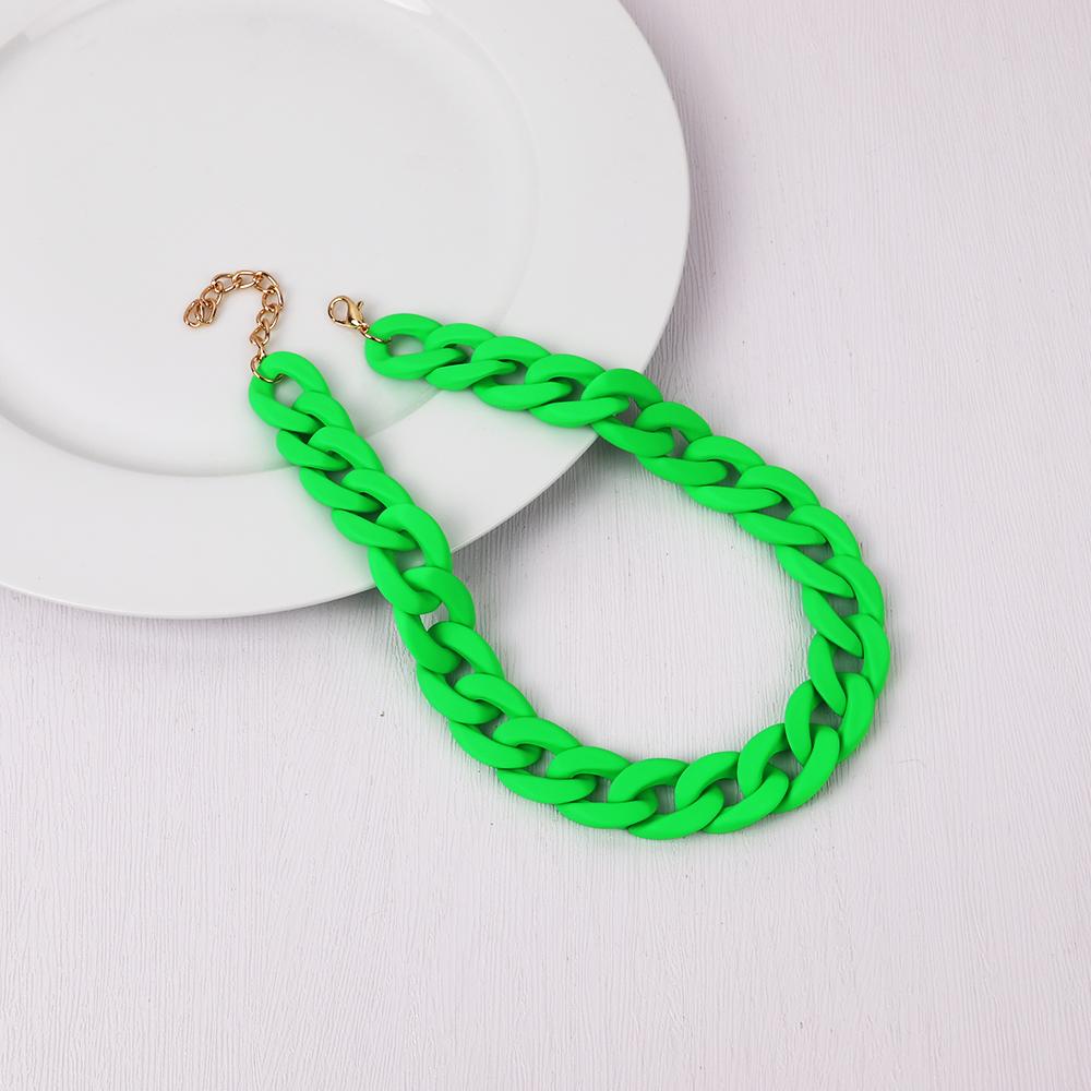Statement Matte Colorful Chunky Acrylic Chain Necklace For Women Boho Resin Wide Chain Collar Choker Necklaces Pendant Jewelry