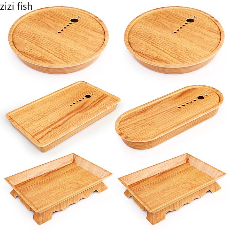 Wood Grain Melamine Plate Hot Pot Restaurant Dry Ice Plate Sashimi Plates Serving Plates Fruit Dish Dessert Bowl Snack Tray
