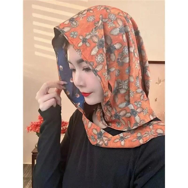 Damen Kapuzenschal aus Seide: Frühlings-/Sommer-Sonnenschutz-Schal, Multifunktionales und vielseitiges Stirnband-Hut