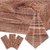 3 Pieces Wood Grain Tablecloths Rustic Wood Looking Plastic Table Covers Rectangle Brown Wood Vintage Farmhouse Table Cloth Decorations for Western