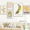 Solid Wood Frame Modern Matisse Warhol Miro Abstract Wall Art Poster Print Cartoon Banana Mural Canvas Painting Kids Bed Room Home Decoration