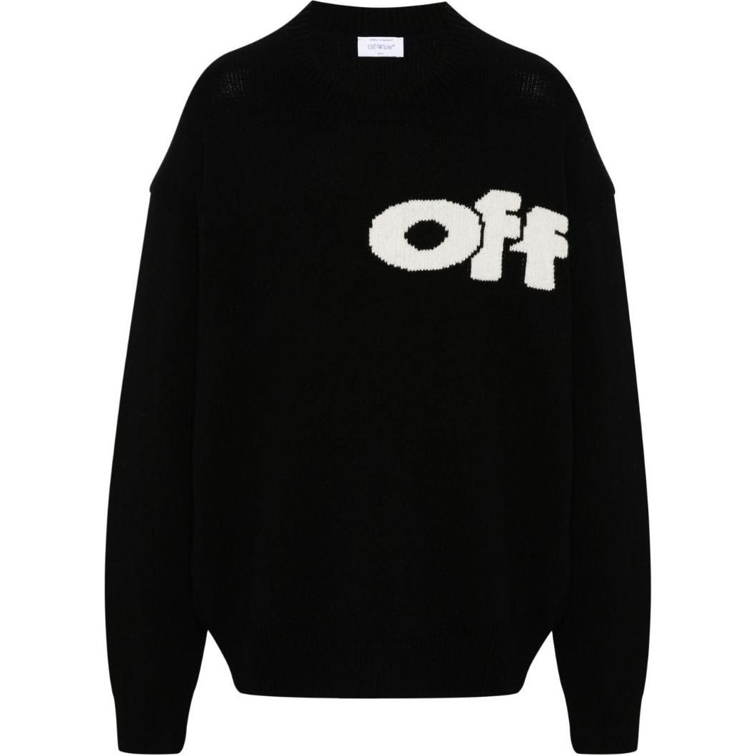 

Off-White Shared Logo Knit Crewneck Black/Cream Men Tops OMHE198F24KNI001100A S