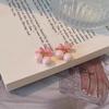 Korean Sweet Pink Bow Earrings For Women Aretes Girls  Design Charm Round Bead Drop Earring Jewelry Gifts