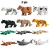 Mini Leopard Crocodile And Shark Animal Building Blocks Set 12 Pieces Of Educational Plastic Toys For Kids