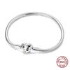 Pink Love Heart Silver 925 Bracelet Original Bracelets Zircon Cat Paw Snake Chain For DIY Charms 17-20CM Wedding Jewelry Gifts