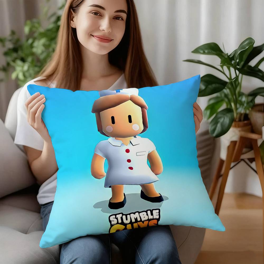 Pillow Sleeping Game S-Stumble Guys Ornamental Pillow Case Short Plush Sofa Decorative Gift Home Double-sided Printing Cushion