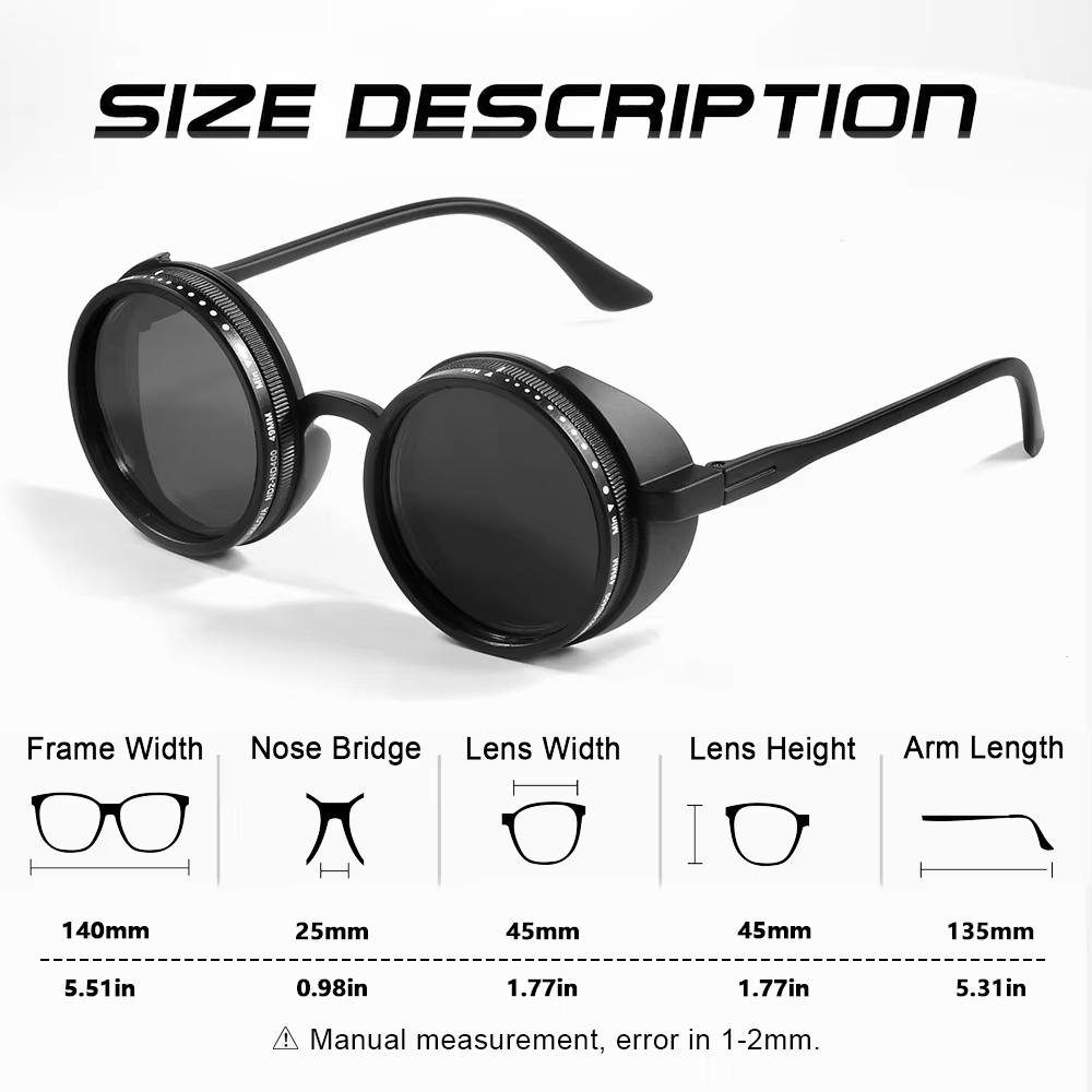 Retro Steampunk Sunglasses Polarized ND Filter Adjustable Tint Sun Glasses For Sunny Shady Places Neutral Density Men Women