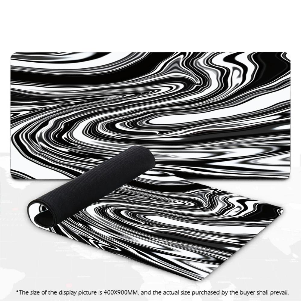 Large Black Marble Swirl XXL Mousepad Abstract Liquid Texture Deskmat Non-Slip Rubber Gaming Pc Keyboard Desk Gamer Mats