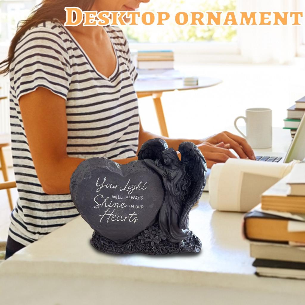 Statuie Înger Rugător Vintage cu Cruce – Ornament Comemorativ din Rășină pentru Cimitir, Decor de Grădină