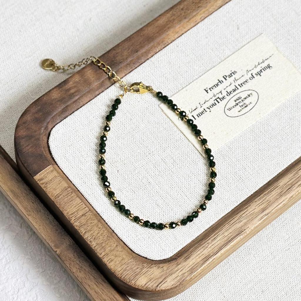 Elegant 3mm Faceted Blue Sandstone Goldstone Pearl Bracelet - Layered High-End Luxury for Women