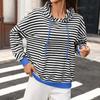 Women's Fashion Striped Long Sleeve Hoodie, Loose Fit Pullover for Casual Daily Wear